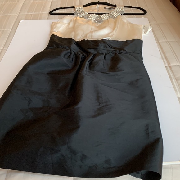 Alexia Admor Pearl Sequin Rhinestone Embellished Neck Silk Party Cocktail Dress - Picture 10 of 16